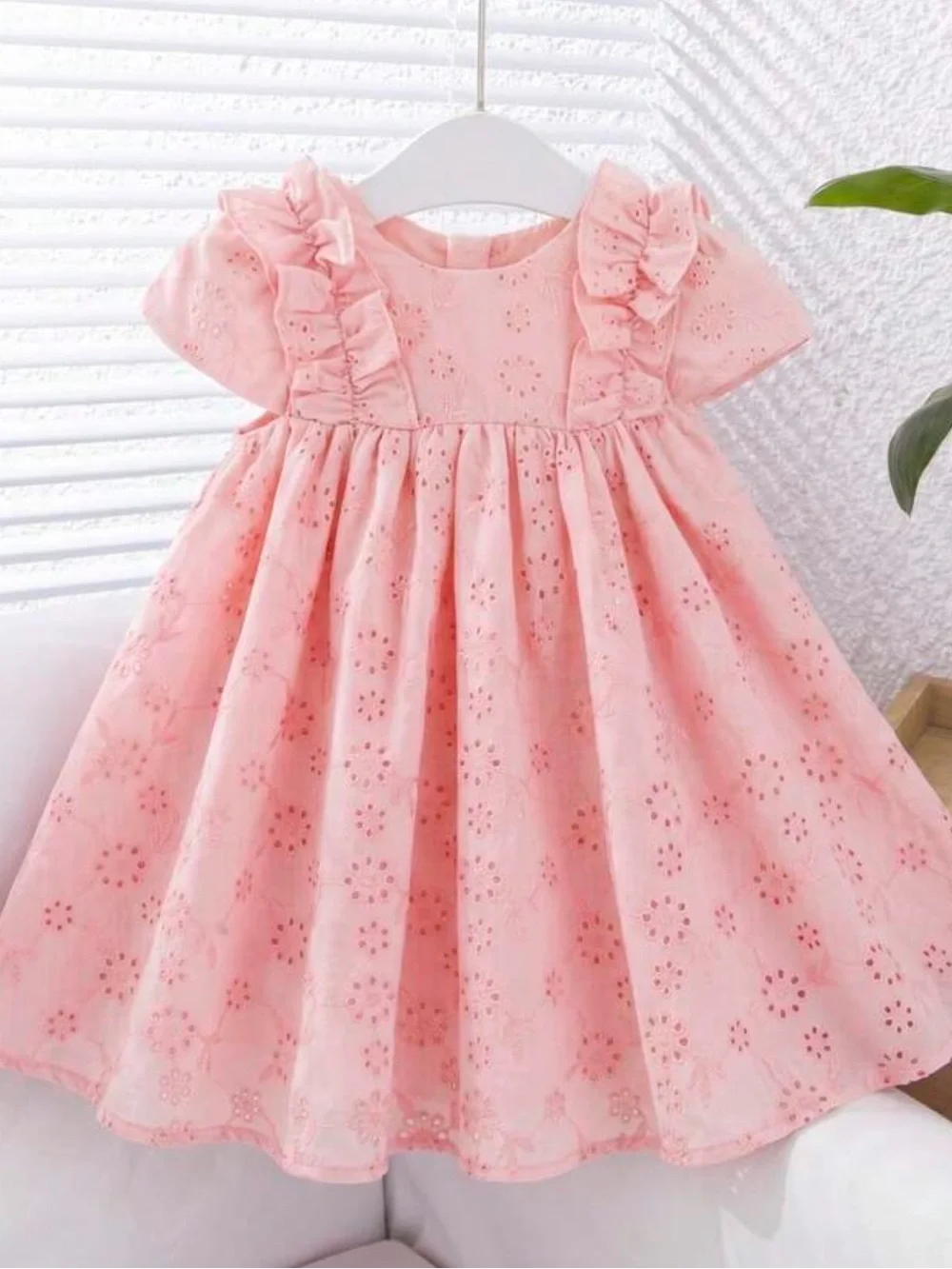 Toddler Girls Pink Eyelet Lace Ruffle Dress 2T-3T Preppy Princess Tea Party NWT